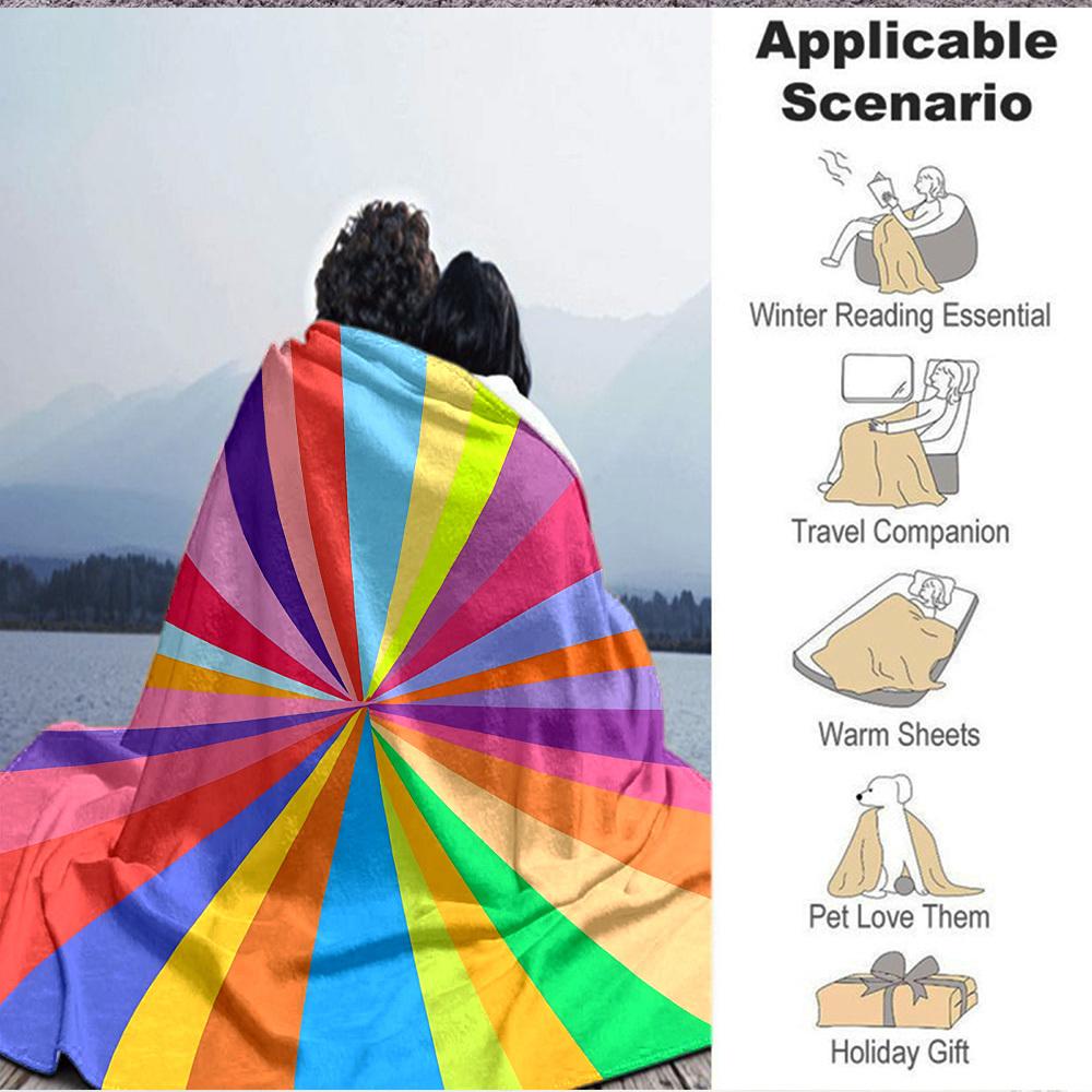 1pc Rainbow Stripes Blanket, Lightweight Flannel Blanket for Sofa, Bed, Travel, Camping, Living Room, Office,136