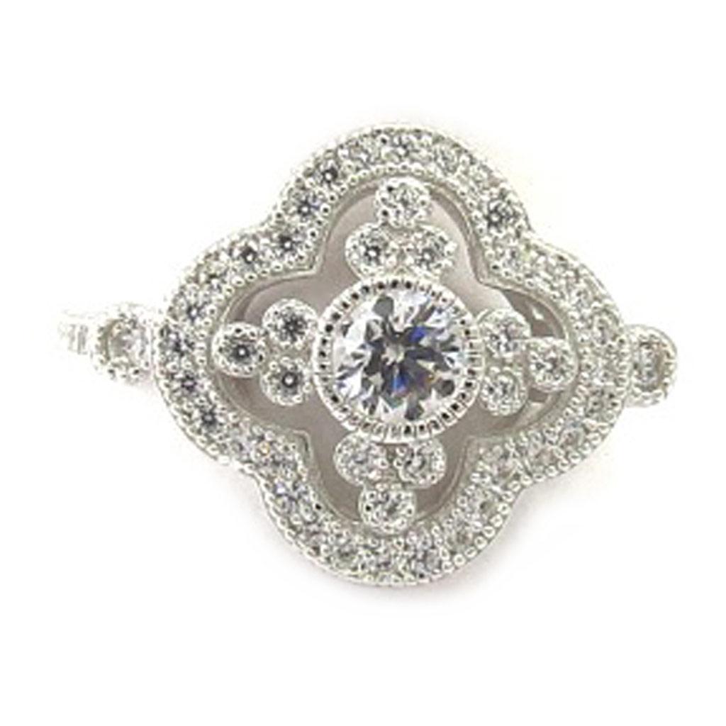 Silver Ring 'Sissi' White Silver (rhodium) - 15x15 Mm