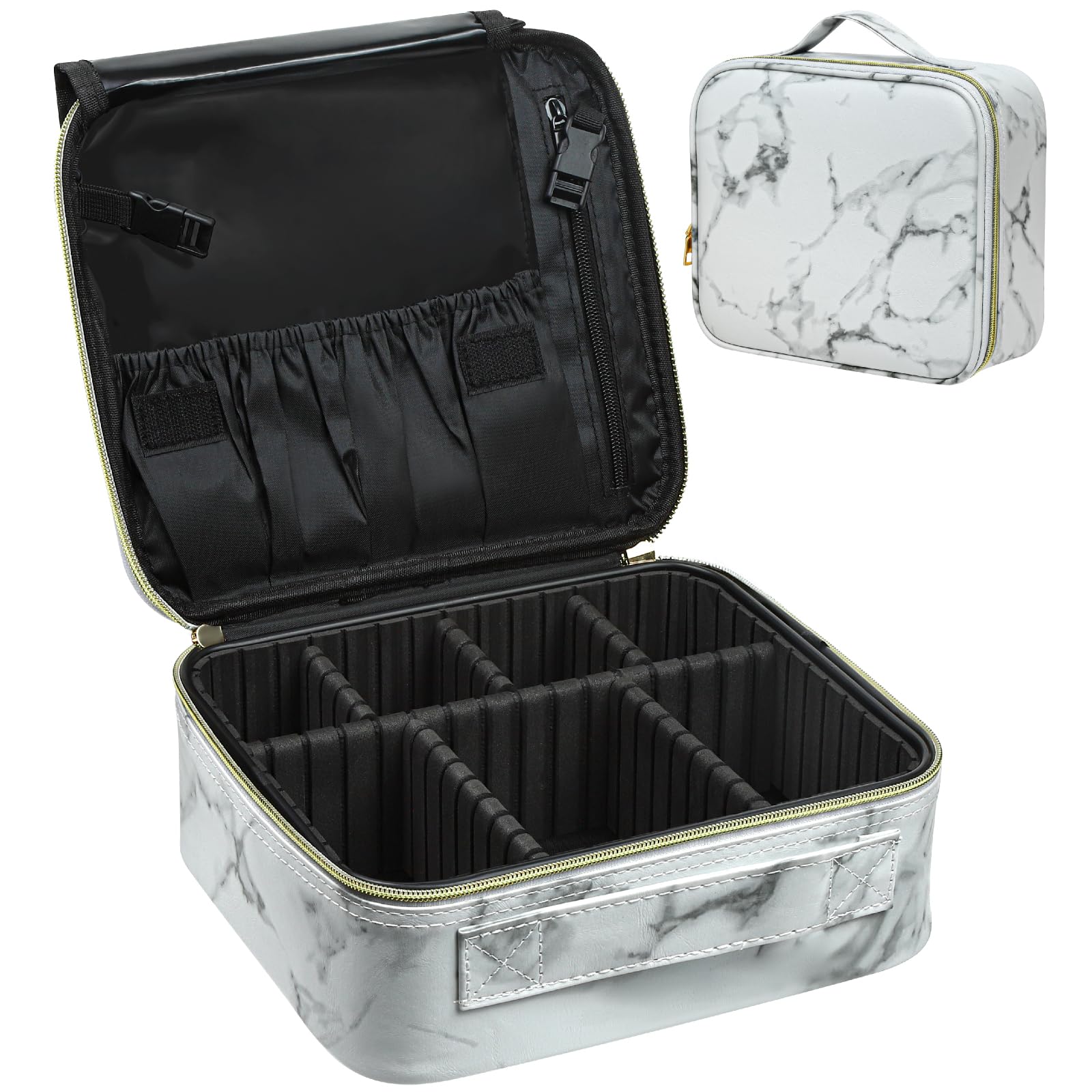 

Коробка для макияжа Colulu с большим зеркалом для макияжа, косметика, дорожное зеркало, вместимость, дорогой вид, переносить, инструменты, хранение, чехол, чехол,