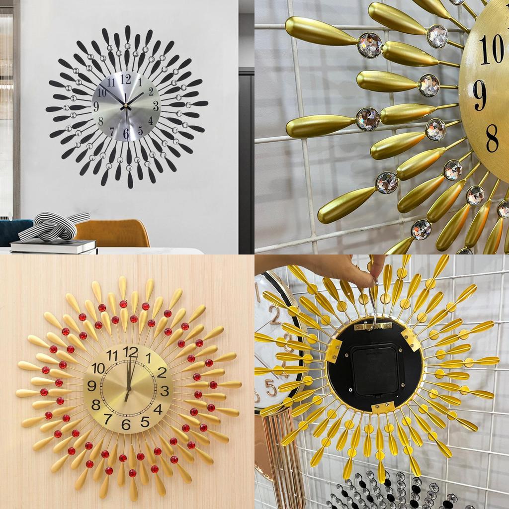 Modern Iron Art Wall Clock With Silent Sweep Movement For Living Room Decor