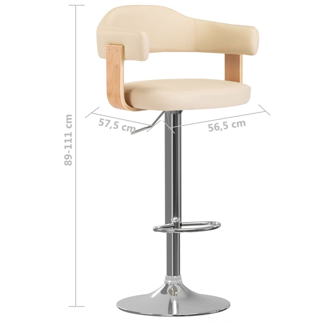 Bar Stool 2 pcs Cream Bentwood and Faux Leather