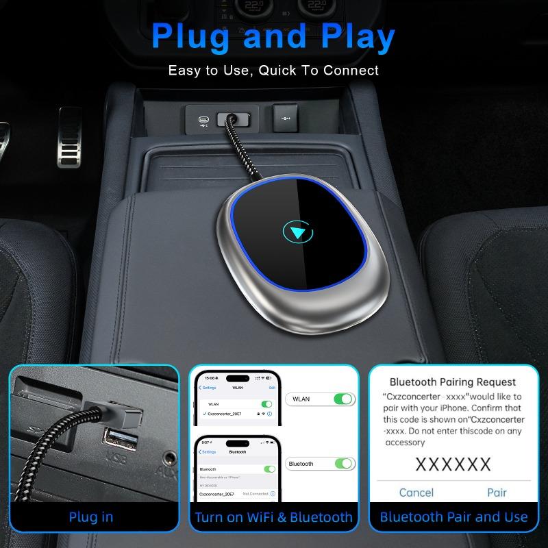 ZEXEF Wireless CarPlay Android Auto Adapter Wireless Car play Ai Box USB Dongle For Apple Iphone Android Phone Auto Connect