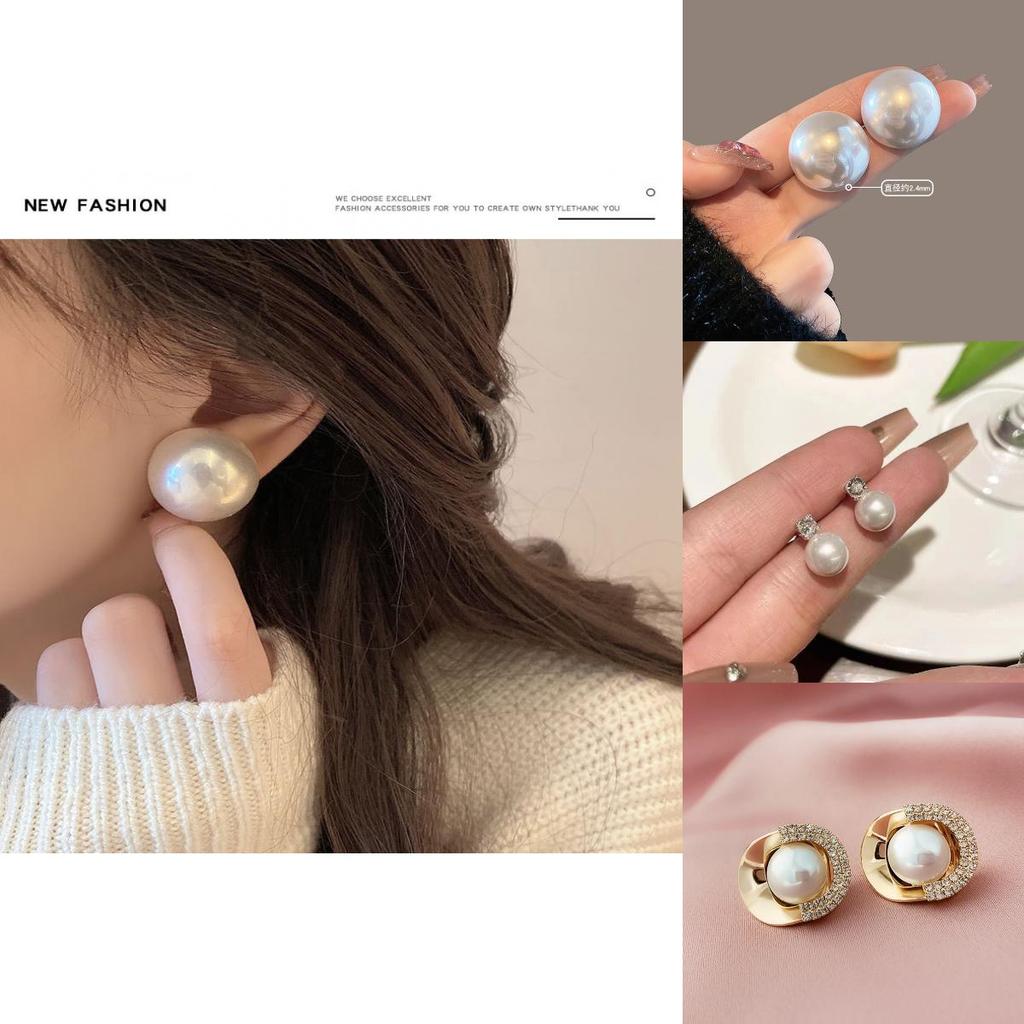 Ins Fashion Geometric Pearl Earrings High-quality Silver Pins With A Retro Twist