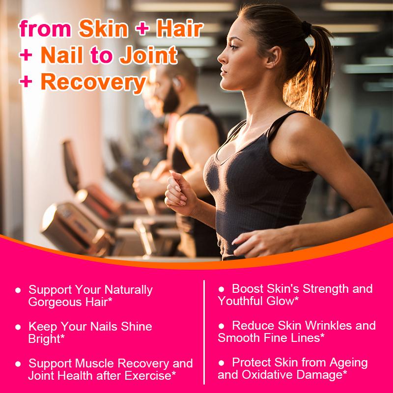 Collagen Capsules, Nail Whitening, Antioxidant, Hair Care, Shiny Hair, Joint Nourishment, and Improved Bone and Joint Flexibility.