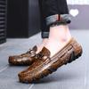 Fashion Men Casual Shoes Genuine Leather Crocodile Style Luxury Brand Mens Loafers Moccasins Slip On Black Driving Shoes Plus Size 38-47