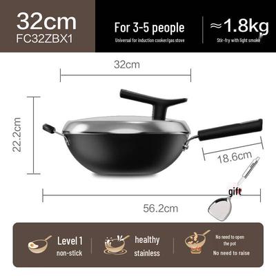 SUPOR 32cm Cast Iron Non-Stick Wok