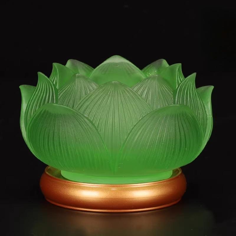 Glass Lotus Candlestick Buddha Hall Candlestick Temple Candle Holder Pray for Auspiciousness No Candles Included Home Decoration