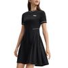 FILA Heritage Pompidou Center Series Round Neck Waist-Cinched Casual Short Sleeve Dress Women dresses Black F11W438312FBK