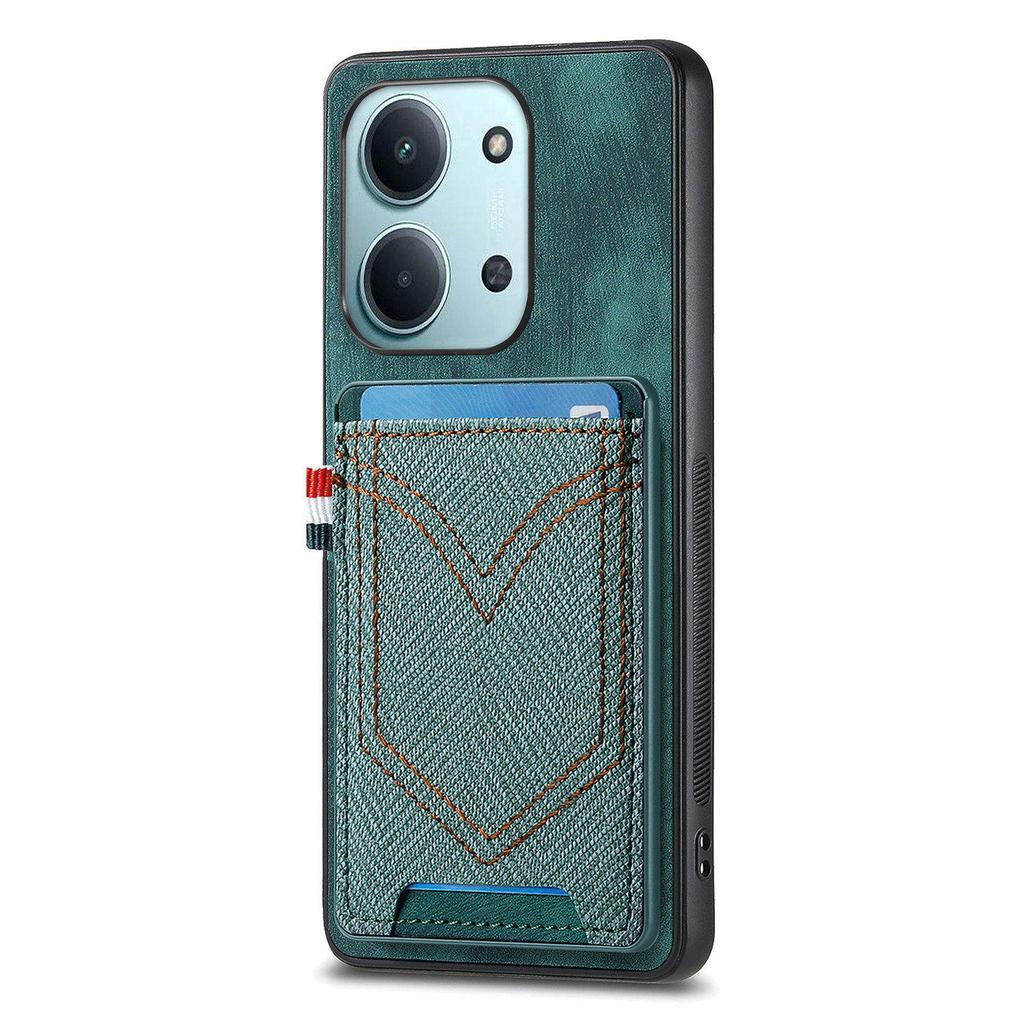 Phone Case For Xiaomi Redmi 15C 4G (EU) (173mm)/15C 5G (EU) (173mm) Retro Jean Cloth Texture Leather Back Cover with Card Holder