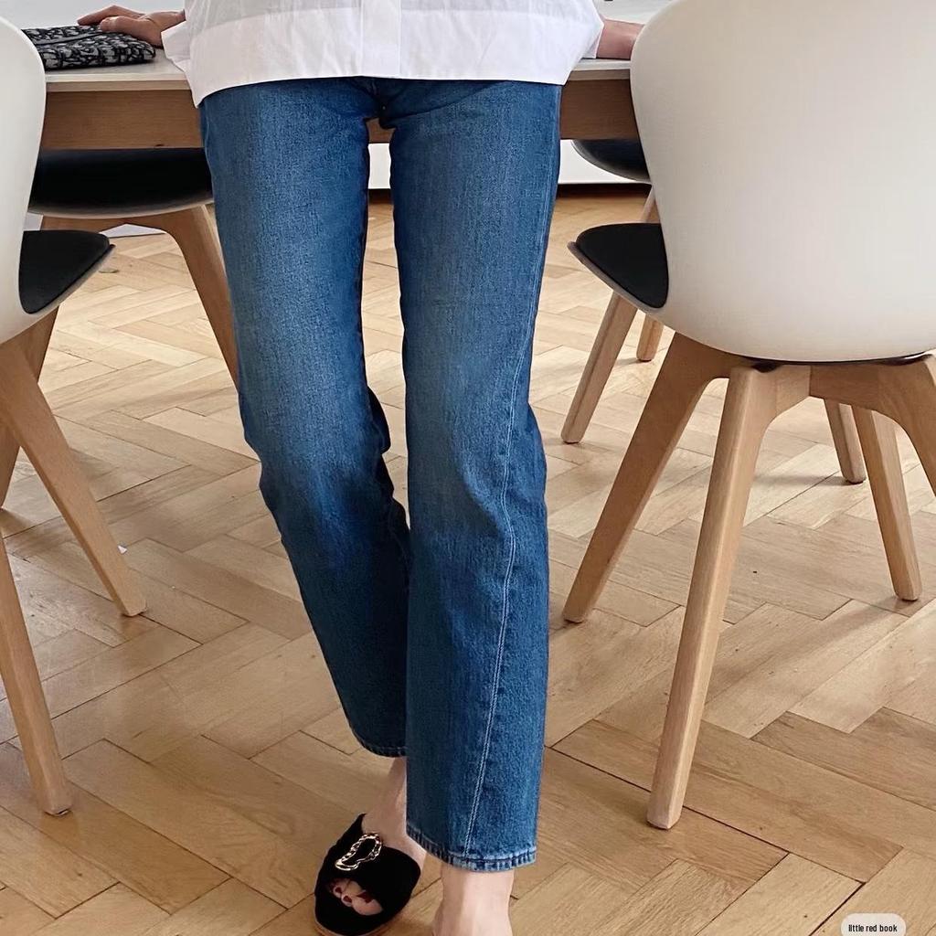 Nordic Niche TOT Original Classic Mid-High Waist Straight-Leg Twisted Seam Washed Jeans