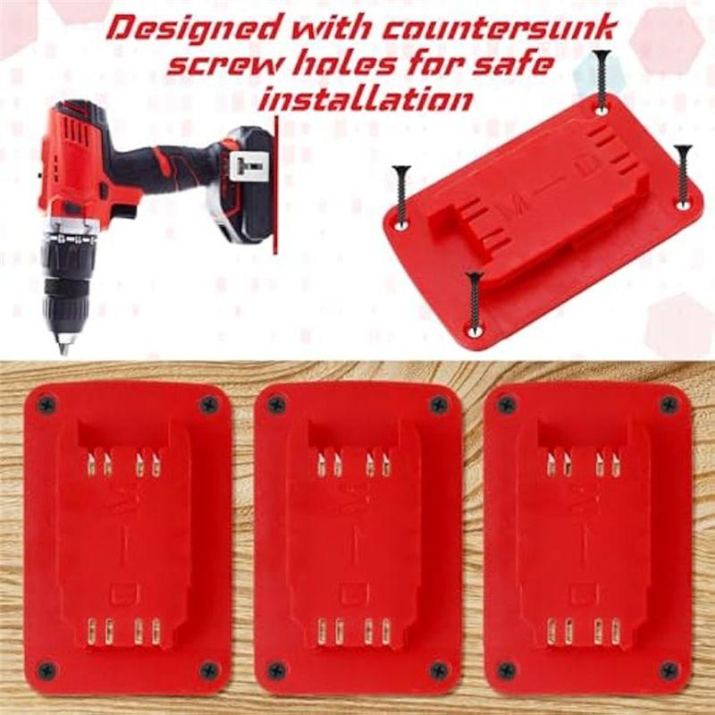 A20F-10Pcs Battery Base And Tool Holder Drill Tool Wall Mount Batteries Storage Battery Mounts Dock Holder For Power Tool-Red