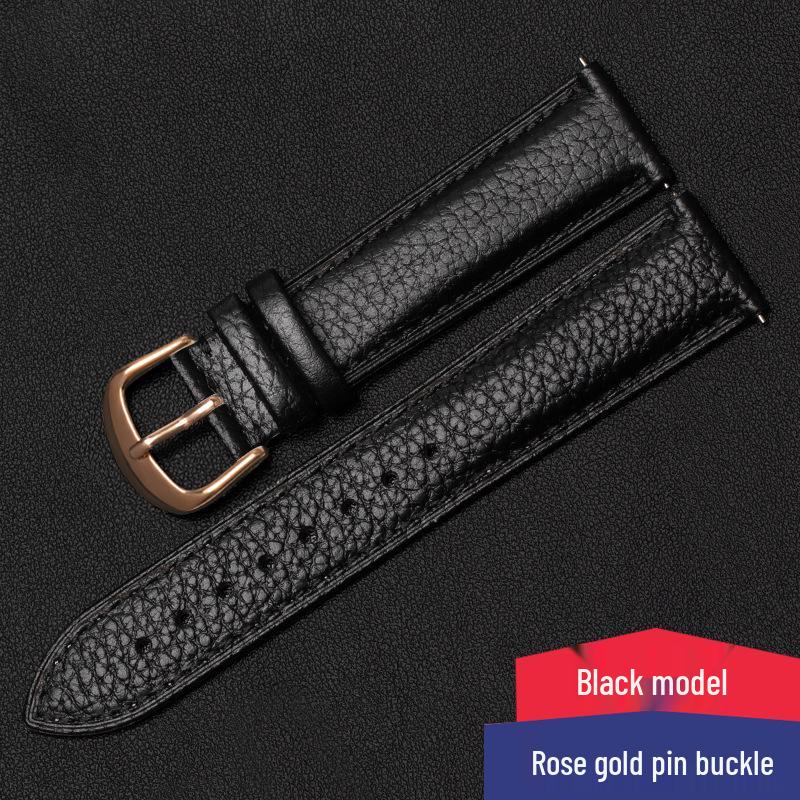Lychee Pattern Genuine Leather Watch Strap - Soft, Breathable, Quick Release, Double-Sided Cowhide for Men & Women