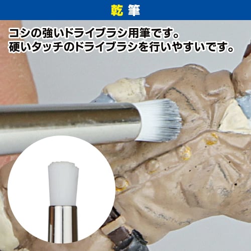 GodHand Shinfude Sennin Brush Set of 4 (Short Brush, Long Brush, Sail Brush, Dry Brush) GH-BRSP-SN-SET Painting Brushes for Plastic Model Painting, Wh