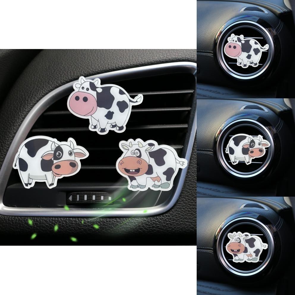 New Acrylic Cartoon Cow Car Perfume Clip Air Vent Decorative Cute Cow