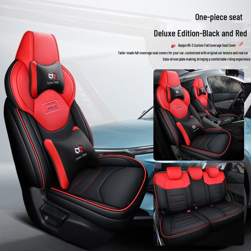 QQG Maßgefertigter Sportsitzbezug aus Leder für Baojun RS-3: Ganzjahres-Kissenpolster