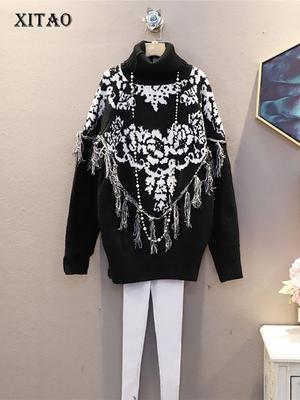 Contrast Color Tassel Knitted Pullover Sweater Women Casual Fashion New ZY1528