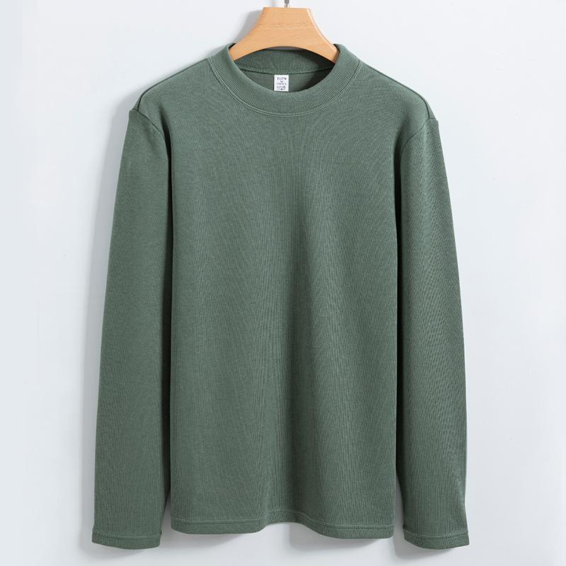 Dwustronny bawełniany T-shirt Pranie i Prasowanie bez Prasowania Męska Bluza Męska Wiosna i Jesień Bawełna Xinjiang Koszulka Bazowa Sweter Prany w Pralki Męski