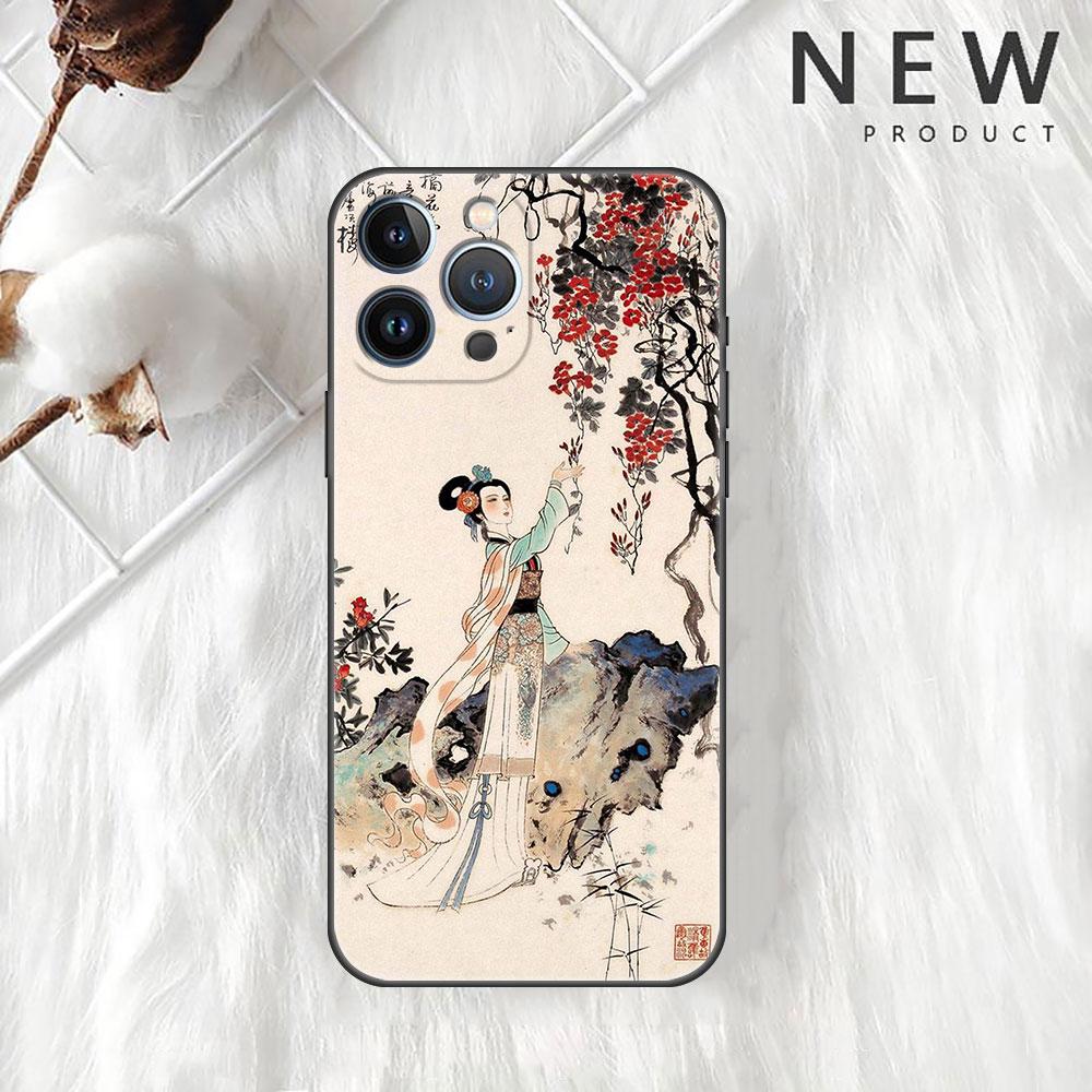Funda Case For Apple iPhone 14 11 13 7 12 Pro 7 XR XS Max 8 Plus 6 14Pro 13Mini Black Soft Phone Coque Tiger Crane ART