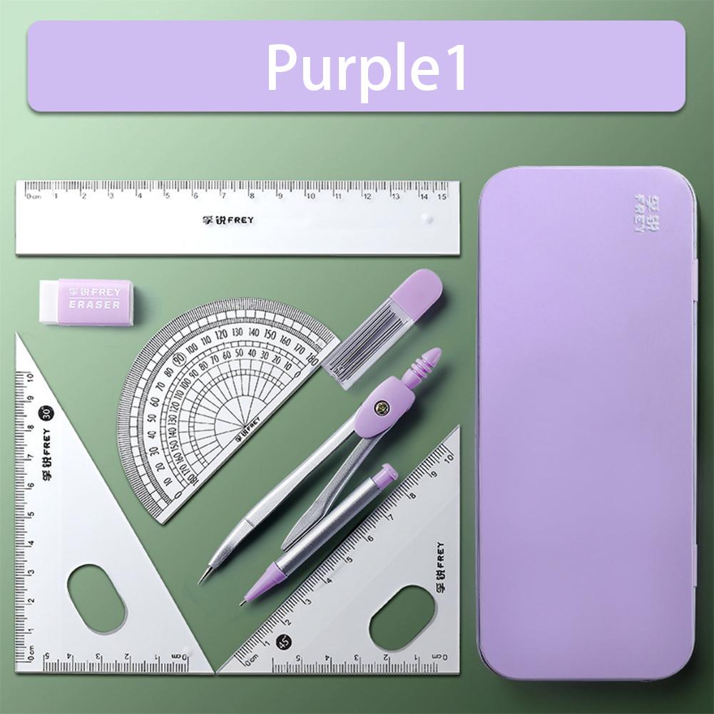 Set di 7 Strumenti Geometrici Matematici per Disegno Bussola Multifunzione Squadretta Righello Gomma