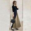WURHUDC Long Round Long Casual Shirt Korean Long Party Everyday Wear Dress, Neck, Sleeves, Tunic, Women's, Style, Flared, A-Line, Figure-Flattening,