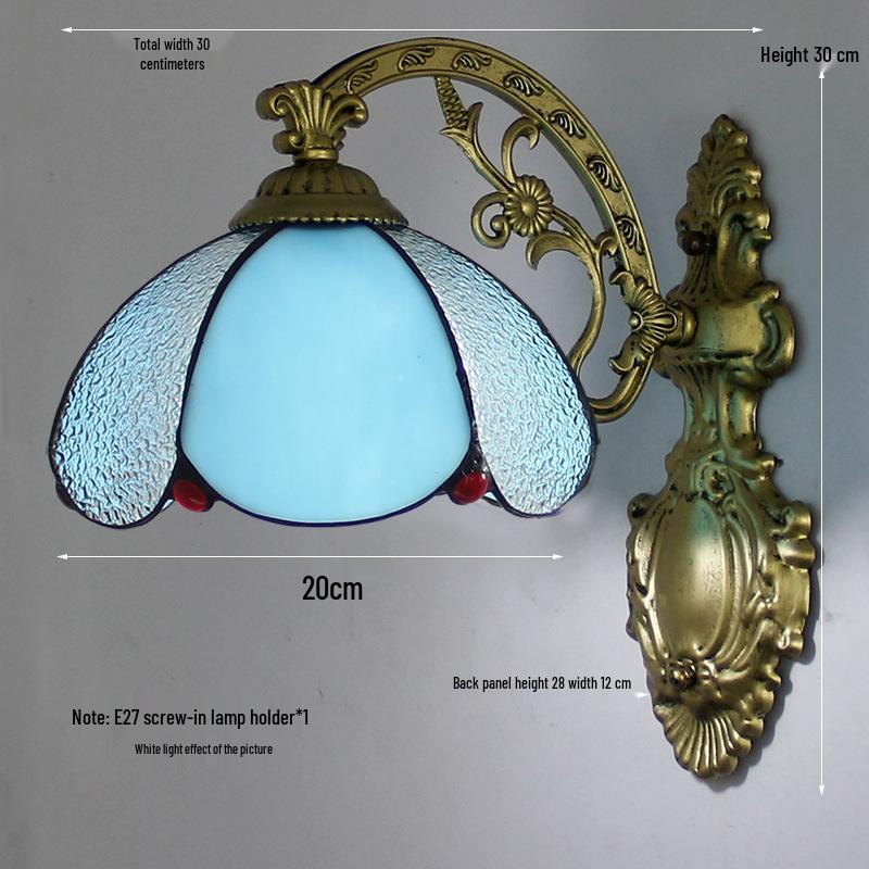 Retro European Tiffany-Style Wall Lamp for Bedroom, Hallway, or Bathroom Mirror