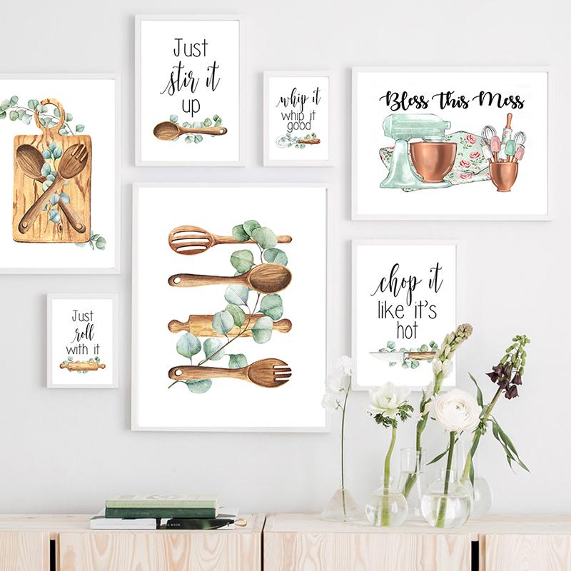 

Лопатка, кухонные принадлежности, венчик, разделочная доска, ложка, мешалка, скандинавская настенная живопись на холсте, печать, постеры для гостиной, кухонный декор A4 21x30cm No Frame
