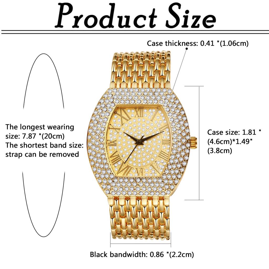 Herren-Gold-Analoguhr mit römischen Ziffern und wasserdichtem, funkelndem Edelstahlarmband für Freizeit und Business - Perfektes Geschenk für den Vater