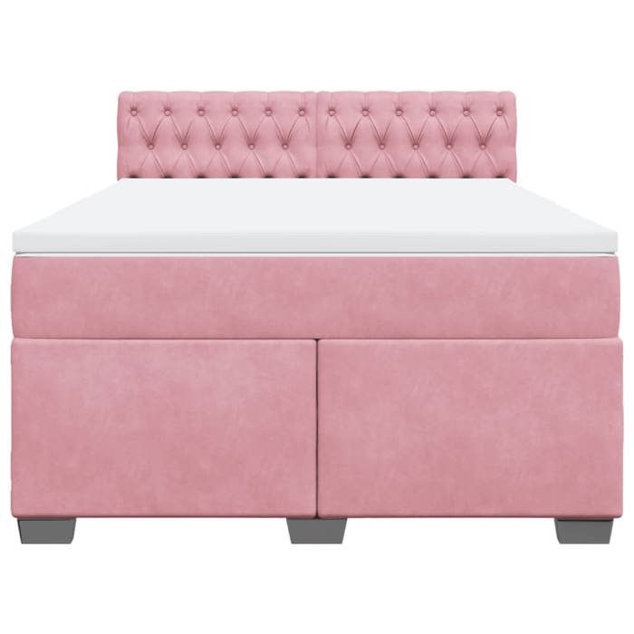 Maison Exclusive - Sommier à lattes de lit avec matelas Rose 140x190 cm Velours