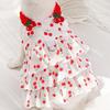 Cute Dog Suspenders Dress Cherry Print Pet Clothes Puppy Princess Skirt  For Small Dog Cat