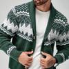 2025 Autumn-Winter Men's Green Knit Cardigan Sweater: European-American Style, Long Sleeve, Plain Color