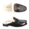 Louis Vuitton Sandals LV Logo Monogram Fur Mules Brown Monogram Canvas Mens 7 Used