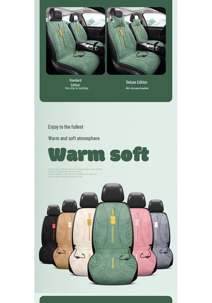 Cartoon Plush Heated Car Seat Cushion, 12V Non-slip Warming Pad