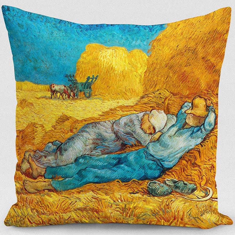 Elegant Vincent Van Gogh Oil Painting Cotton Linen Pillow Cover For Sofa And Home