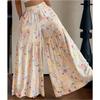 Pantalon Floral d'Été pour Femme, Taille Haute, Ample, Fin, Jambe Large, Élégant, Amincissant, Pantalon Droit Polyvalent