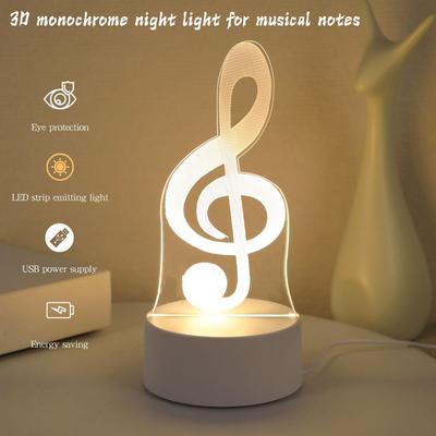 USB 3D Note Shaped Night Lights, Musician Collection Lights, Bedroom Party and Holiday Decoration Lights, Friend Gift Lights.