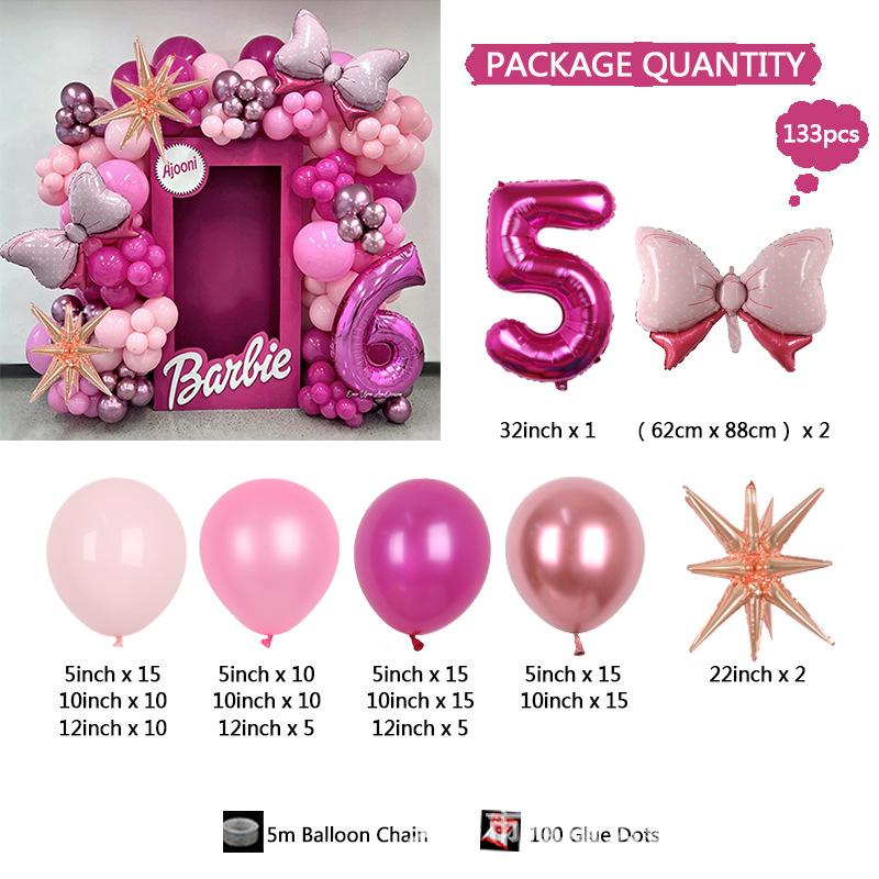 Pink Barbie Serie Schleife 81 cm Rosen-Geburtstagsthema Mädchen Valentinstag Innendekorationsset