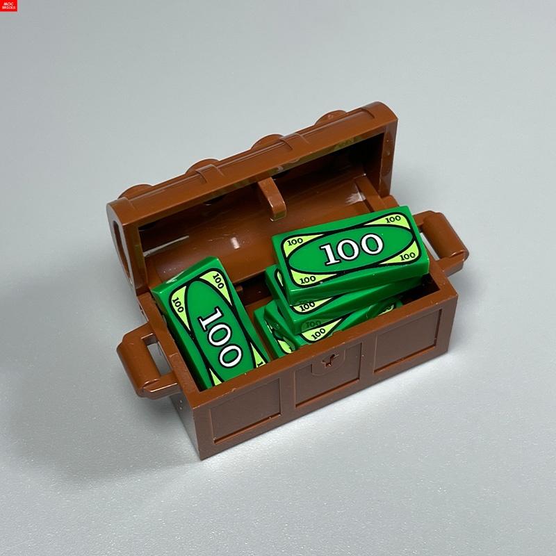Non-Toxic Moc Bricks Utensil Ingot Bar Dollar Coin Money Gold Silver Painted Gold Gem Treasure Box 99563 Building Blocks Children'S Toys