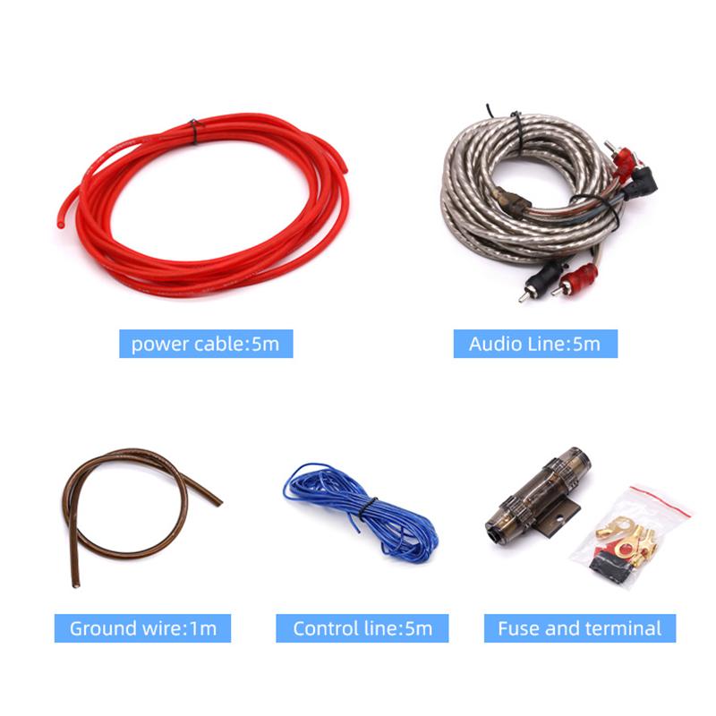 6/8GA Car Amplifier Cable Set 60AMP Subwoofer Power Cable AMP Wiring Fuse Wire Installation Cable Kit Vehicle Modification Parts