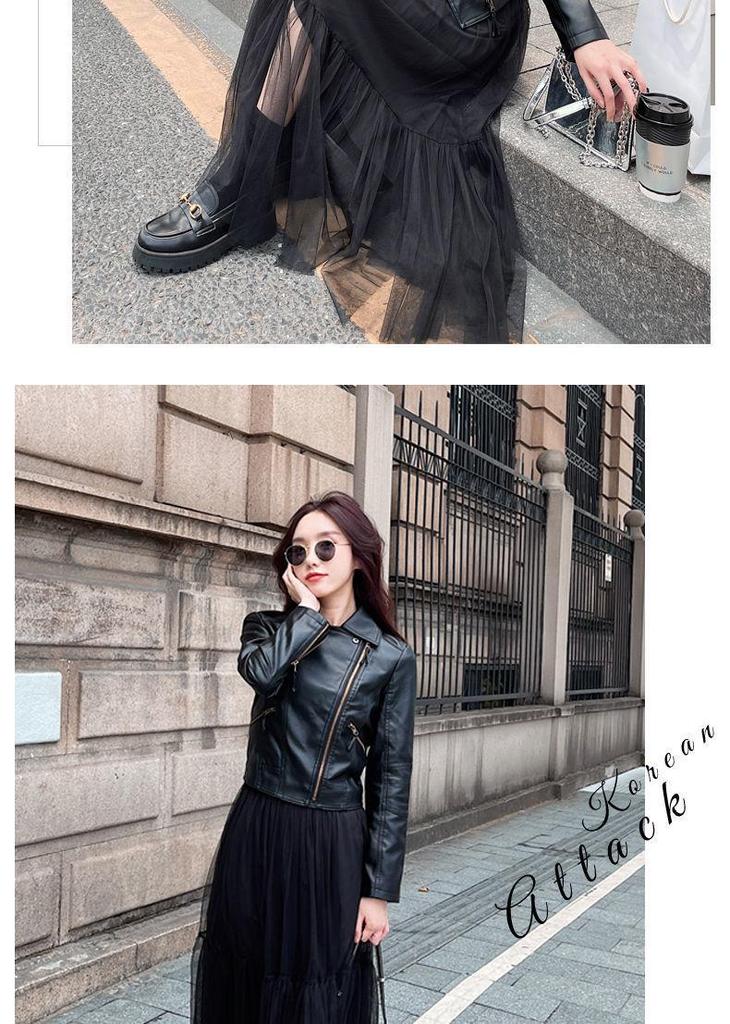 2025 Women's Slim Fit PU Leather Jacket - Short, Plus Size, Korean Style, Trendy Outerwear for Spring & Autumn