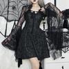 Vintage Gothic Schwarzes Spitzen-T-Shirt, elegantes Smock-Top mit ausgestellten Ärmeln, durchsichtig, sexy, abgeschnittene Tops, Cardigan, Streetwear