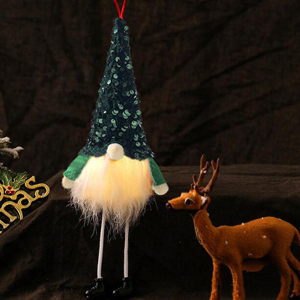Christmas Tree Ornaments with Lights, 1pc Glowing Plush Gnomes Santa Elf Xmas Hanging Decorations Christmas Hanging Pendant
