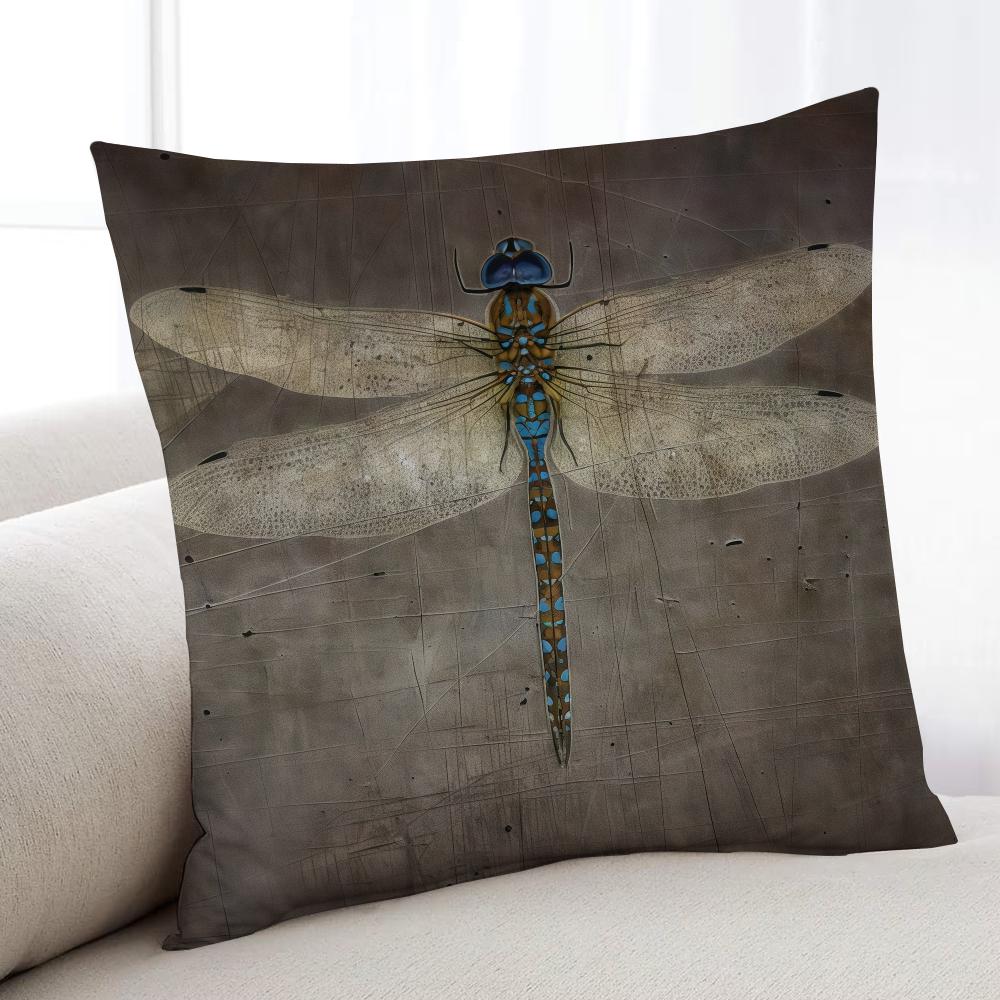 Retro Dragonfly Cushion Cover Home Bedding Sofa Living Room Pillowcase Simple Soft Skin Cushion Cover Party Gift