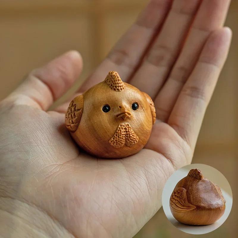 Mini Cute Wooden 12 Zodiac Snake Dragon Rat Rabbit Dog Chick Monkey Figures Animal Fun Desktop Ornament Home Decor Birthday gift