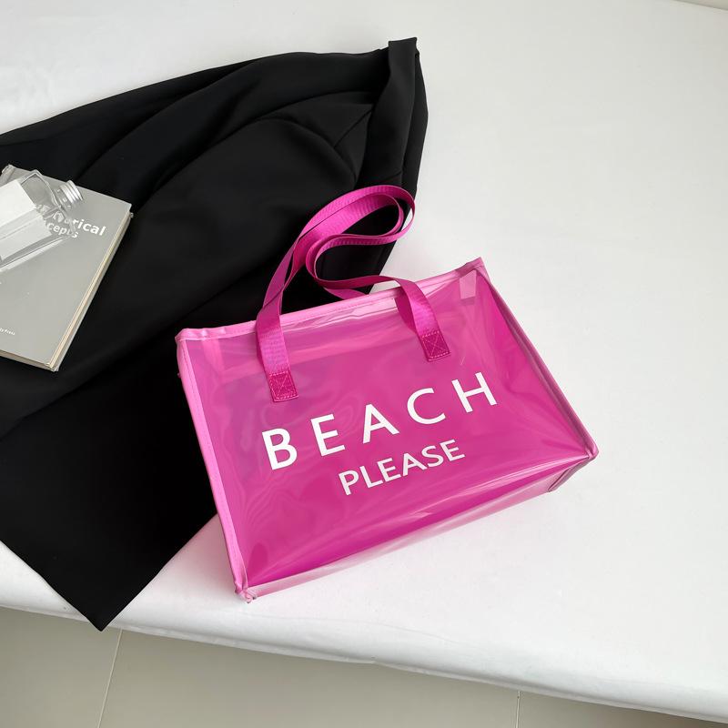 

Популярная прозрачная желейная сумка женская 2025 новая модная универсальная сумка большая вместительная сумка-тоут розы красного