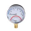 24TE Pressure Gauge with Metal for Shell 0-10 Bar Thermometer Temperature Tester Meter 0-120℃ Suitable for Industrial Durable