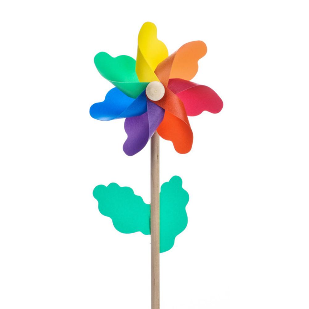 Colorful Windmills Wedding Outdoor Venue Arrangement Decoation Wooden Pole Windmills Suitable For Garden Yard Party Decoration