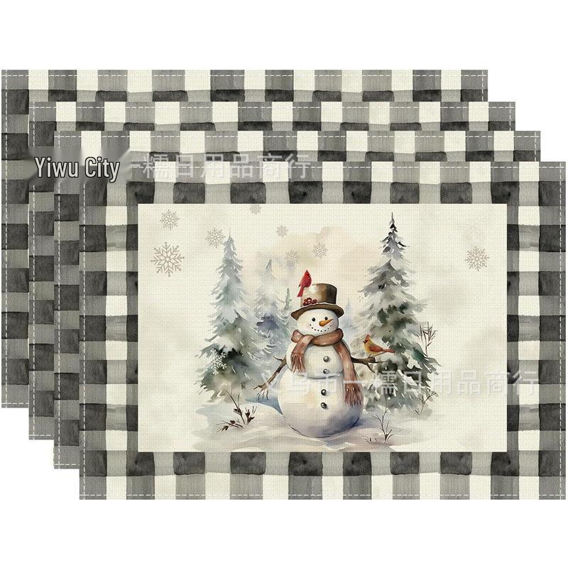 2024 Christmas Linen Table Mats - Washable, Stain-Resistant, Heat-Resistant with Snowflake & Santa Designs