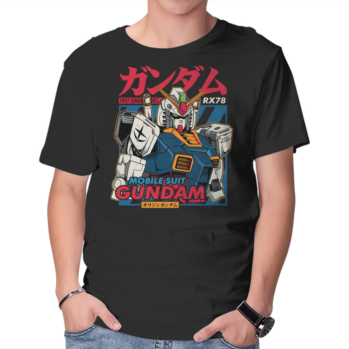 Unisex Crew Neck T-Shirt First Gundam Series Graphic Short Sleeve Casual Tee XXXXL