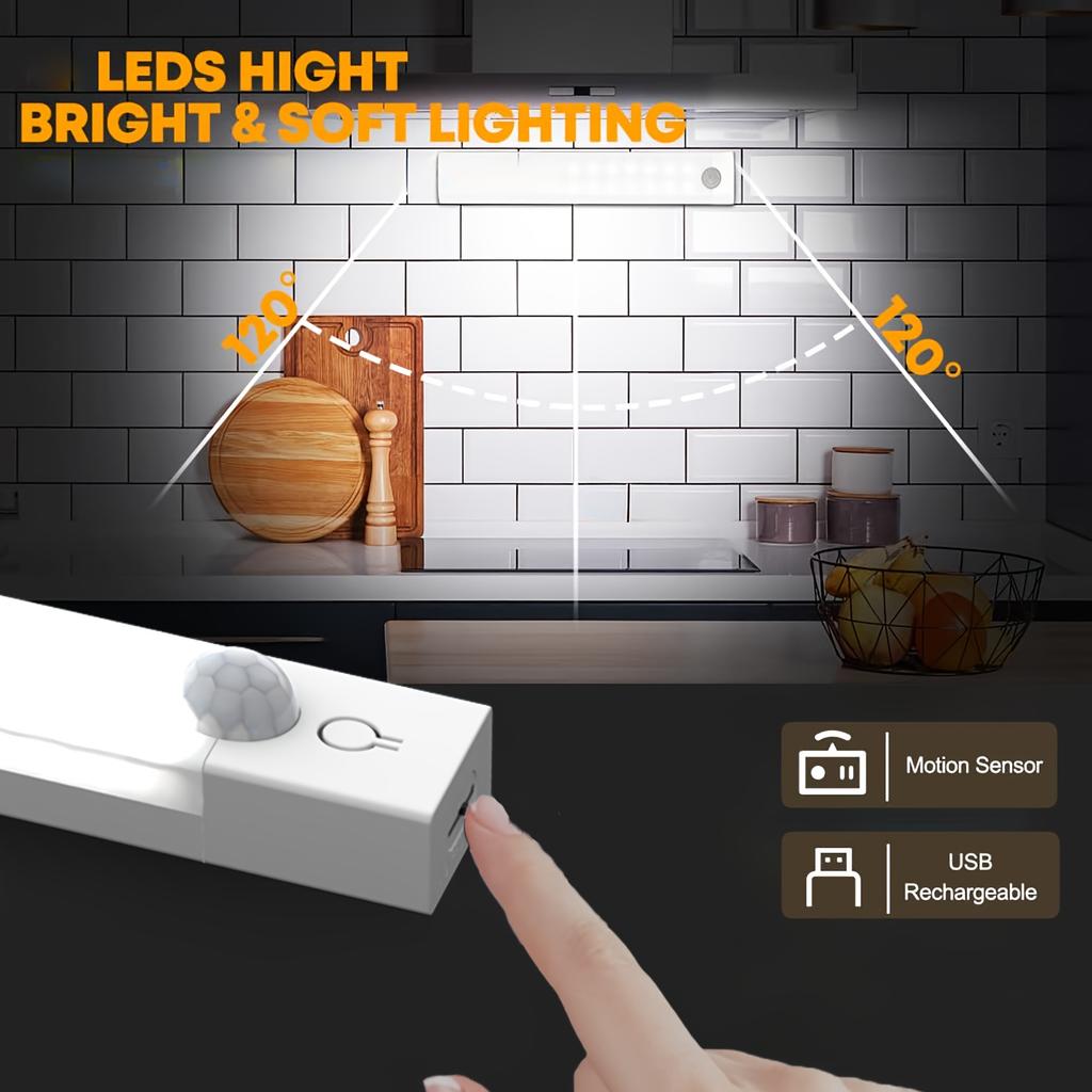 USB Rechargeable Induction LED Light, Magnetic Cabinet Light,suitable for Kitchen, Wardrobe, Hallway, Bedroom, Closet Lighting, Motion Sensor