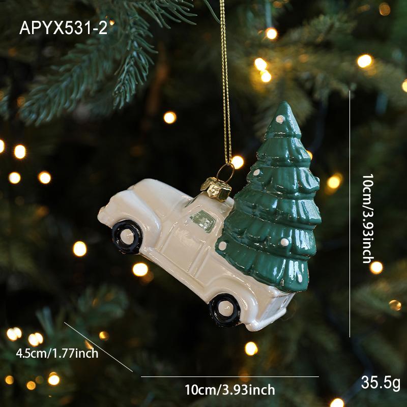 Christmas Pendant Plastic Material Old Man Car Bear Christmas Tree Hanging Decoration Family Party Christmas Decoration Pendant